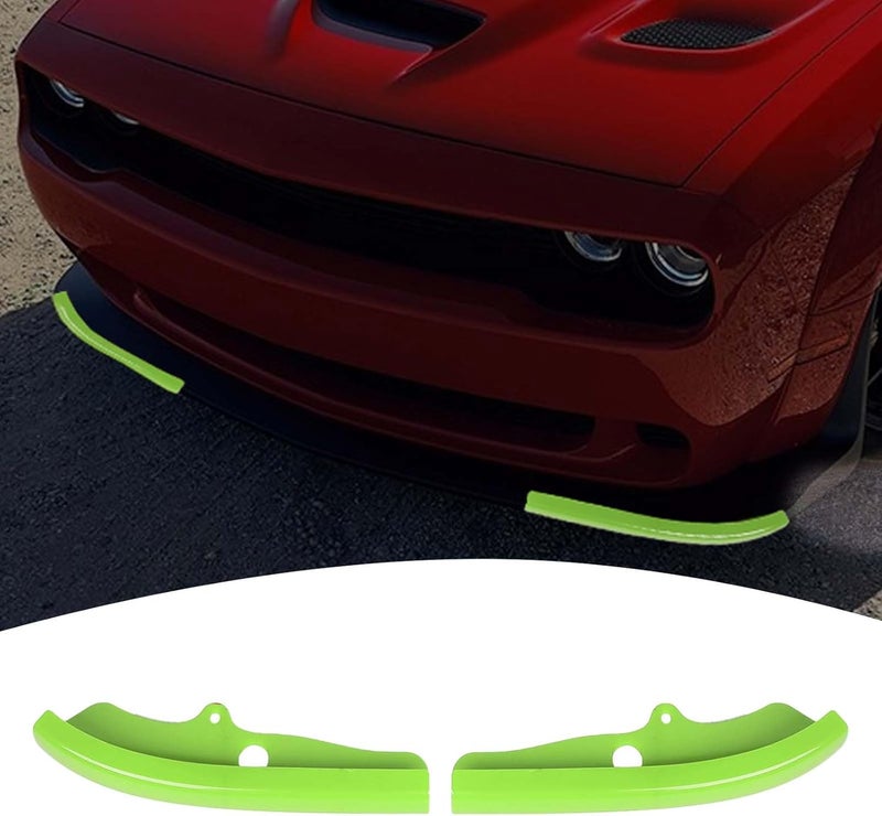 PDKLIN for Challenger Front Bumper Lip Splitter Protector Cover Trim for 2015-2023 Dodge Challenger GT RT SRT Green Exterior Accessories 2pcs - Image 1